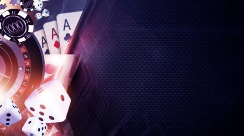 Vegas Games Background. Casino Gambling Banner Backdrop Concept.